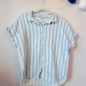 Faherty Avery white and blue striped short sleeves shirt